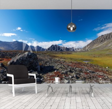 Picture of Colorful rocky tundra in front of river valley between mountain